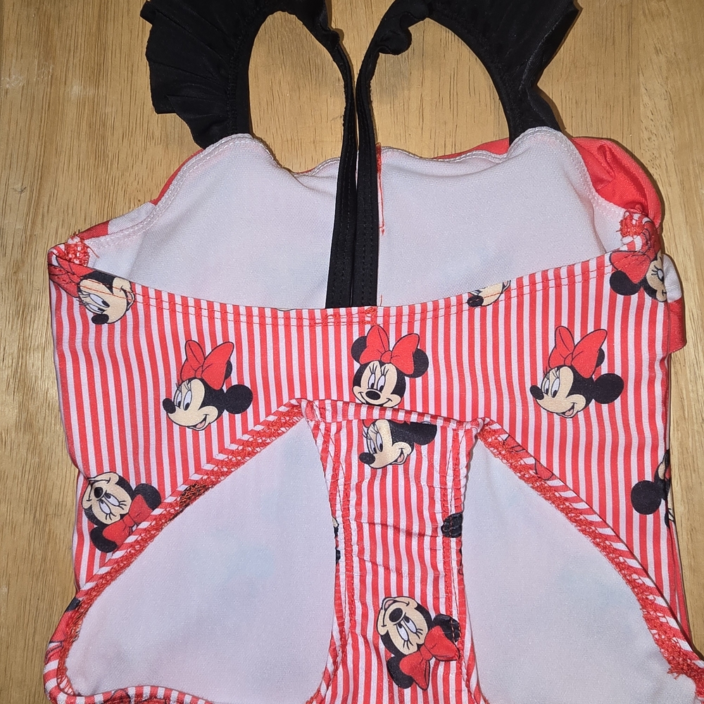 Disney Red and White Minnie Mouse Striped Swimsuit - Picture 4 of 8